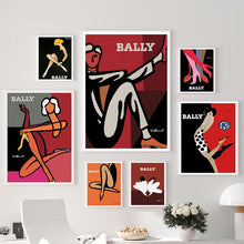 Load image into Gallery viewer, Bally Vintage Fashion Canvas Art Prints by Allthingscurated is a collection of bold and inspiring prints celebrating the Swiss luxury brand known for its men’s and women’s fashion and accessories. These unique art pieces are perfect for the fashionista’s dressing room or elegant living room.
