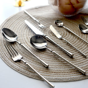 Bright Silver Stainless Steel flatware by Allthingscurated crafted from high-quality stainless steel with a forged construction ensures durability.  It has a bright silver mirror finish that will add a touch of elegance to any meal.