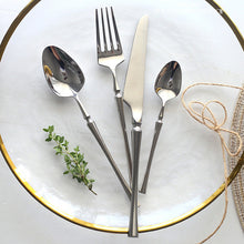 Load image into Gallery viewer, Bright Silver Stainless Steel flatware by Allthingscurated crafted from high-quality stainless steel with a forged construction ensures durability.  It has a bright silver mirror finish that will add a touch of elegance to any meal.
