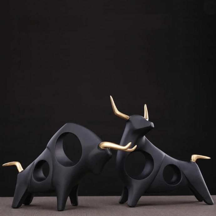 Brooklyn Bull Sculptures by Allthingscurated capture the elegance and dramatic aura of the auspicious animal in a sleek, modern design with matte black finish and gold-accented horns. A visually-appealing and timeless collection, it’s a fashionable piece to add to any contemporary home and spaces. And perfect as a gift for those with a Taurus horoscope or Chinese Ox zodiac sign.