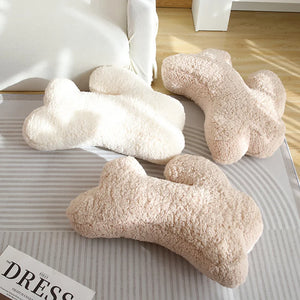 Cozy Teddy Bunny Pillow by Allthingscurated shaped like a cute bunny is sewn from soft, fluffy teddy fabric.  The hug pillow is cute, cuddly and oh-so-cozy. Its playful shape will bring a quirky charm to any room. Available in white, sand, red and blue.