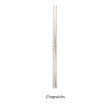 Load image into Gallery viewer, Bright Silver Stainless Steel flatware by Allthingscurated crafted from high-quality stainless steel with a forged construction ensures durability.  It has a bright silver mirror finish that will add a touch of elegance to any meal.  This is a pair of Chopsticks.
