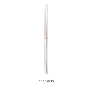 Bright Silver Stainless Steel flatware by Allthingscurated crafted from high-quality stainless steel with a forged construction ensures durability.  It has a bright silver mirror finish that will add a touch of elegance to any meal.  This is a pair of Chopsticks.