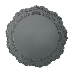 Embossed Lace Round Silicone Placemat by Allthingscurated are expertly crafted from high-quality, food-grade silicone. Available in 7 trendy colors with an embossed lace pattern, this placemat adds texture and charm to your dining table, making your meals more presentable effortlessly stylish. Featured here is placemat in Dark Gray.