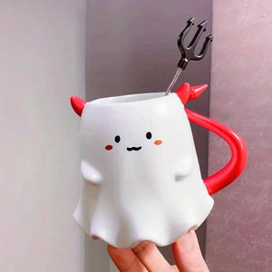 Cute Devil Mug by Allthingscurated features a devil design complete with red horns and tail, and even comes with a stirrer designed as a trident. Perfect for your personal cup or as a gift for friends and colleagues during Halloween season.