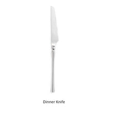 Load image into Gallery viewer, Bright Silver Stainless Steel flatware by Allthingscurated crafted from high-quality stainless steel with a forged construction ensures durability.  It has a bright silver mirror finish that will add a touch of elegance to any meal.  This is a Dinner Knife.
