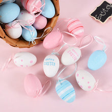 Load image into Gallery viewer, These vibrant, charming Easter eggs by Allthingscurated are a must-have for adding a pop of color to your home décor. Each one is HAND-PAINTED with dots, stripes, words, or in a gorgeous solid color. Come in 3 designs and 6 pieces in a set.
