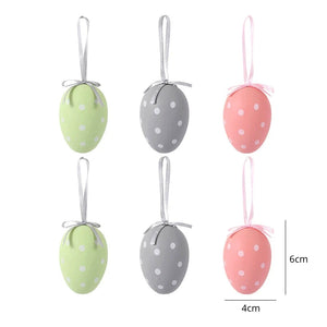 These vibrant, charming Easter eggs by Allthingscurated are a must-have for adding a pop of color to your home décor. Featured here is Design 1  in a combination of solid pastel green with pink and gray eggs designed with dots.