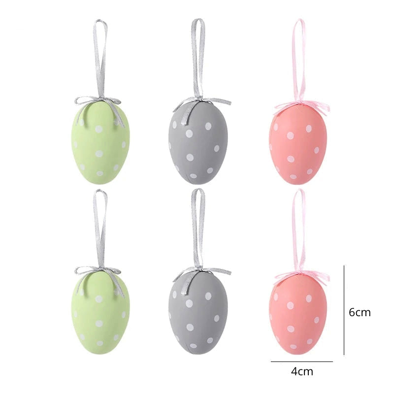 These vibrant, charming Easter eggs by Allthingscurated are a must-have for adding a pop of color to your home décor. Featured here is Design 1  in a combination of solid pastel green with pink and gray eggs designed with dots.