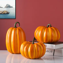 Load image into Gallery viewer, Faux Pumpkins Decor by Allthingscurated. These charming and realistic ornamental pumpkins come in 3 sizes. Perfect for your holidays and fall decoration, making your home extra cozy and warm this Thanksgiving and Halloween. 
