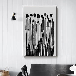 Modern Abstract Figure Art Canvas Print by Allthingscurated featured abstract human silhouettes in black and white is well suited for a contemporary and modern home with a minimalist vibe.