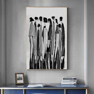 Modern Abstract Figure Art Canvas Print by Allthingscurated featured abstract human silhouettes in black and white is well suited for a contemporary and modern home with a minimalist vibe.