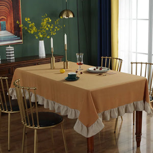 Introducing Ruffled Cotton Tablecloth by Allthingscurated. Made from 100% cotton, our tablecloth exudes French country charm with its romantic, frilly ruffles. With the perfect balance of decorative and laid-back, they have a welcoming and comforting vibe. Available in 8 solid colors.