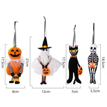Load image into Gallery viewer, Set of four Halloween-themed hanging dolls on a white background. These adorable Halloween Decorative Hangings Dolls by Allthingscurated spark joy and give your Holiday decor a fun and eerie vibe.
