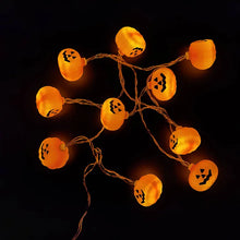 Load image into Gallery viewer, Halloween Pumpkin LED String Lights by Allthingscurated instantly illuminate your home with a warm, inviting glow. With easy installation, these lights instantly update your home décor and effortlessly add a spooky touch to your space.
