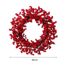 Load image into Gallery viewer, This beautiful Holly Berries Wreath by Allthingscurated features the significant holly berries, a traditional symbol of Christmas that will decorate your door or wall for the upcoming holiday celebration.  Wreath measures 45cm or 17.6 inches in diameter.
