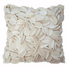 Load image into Gallery viewer, Spliced Petals Decorative Cushion Cover by Allthingscurated will create an elegant and luxurious atmosphere in your home. Each cover featured individually hand-sewn petals using splicing technique to create a unique layered texture, giving your interior an inviting but sophisticated touch. Mix and match easily with other cushions to for a stunning, textured effect. Featured here is the cover in Ivory.
