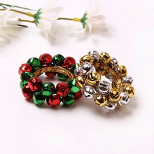 Load image into Gallery viewer, Jingle Bells Napkin Rings by Allthingscurated. Come as a set of 6 rings in color combos of red and green, or silver and gold, they are the perfect finishing touch for your holiday table setting. Spread the joy of Christmas and charm your guests with the cheerful bells.
