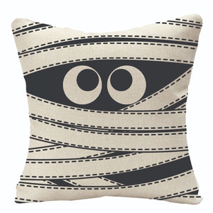 Halloween Ghost and Cat Cushion Cover collection by Allthingscurated is available in 6 unique prints and 4 different sizes.  Add them to your sofa and see them transform your cozy space for the Halloween season in an instant.  Shown here is the mummy ghost design.