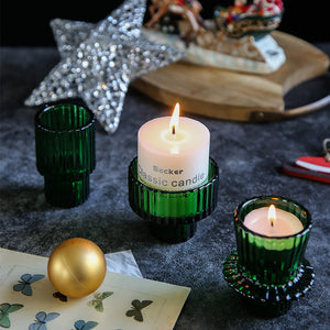 Munis Red/Green Glass Candle/Tealight Holders