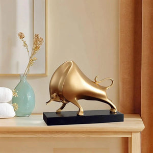 The Oscar Bull Sculpture by Allthingscurated spots an abstract and contemporary design in a matte gold finish. This stunning piece makes the perfect gift for those born under the zodiac ox sign and Taurus. It not only serves as a beautiful display but also adds a touch of personality. 