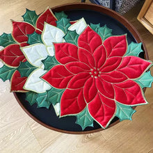 Load image into Gallery viewer, Holiday Poinsettia Applique Placemat
