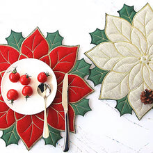 Load image into Gallery viewer, Holiday Poinsettia Applique Placemat
