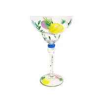 Load image into Gallery viewer, Ibiza Party Cocktail Glasses by Allthingscurated are available in 7 eclectic designs. Each cup is hand-painted and hand drawn to reflect its individual personality and creativity. Each cup has a capacity of 270ml or 9 ounce. Featured here is Pina Colada design.
