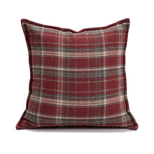 Load image into Gallery viewer, Elevate your seasonal décor with this curated selection of holiday Decorative Christmas Pillows and Covers Collection by Allthingscurated. Sewn from quality, soft fabrics with thoughtful tufted details, each piece delivers both comfort and visual appeal to your home. Seen here is the Plaid Pillow cover with red and gray pattern.
