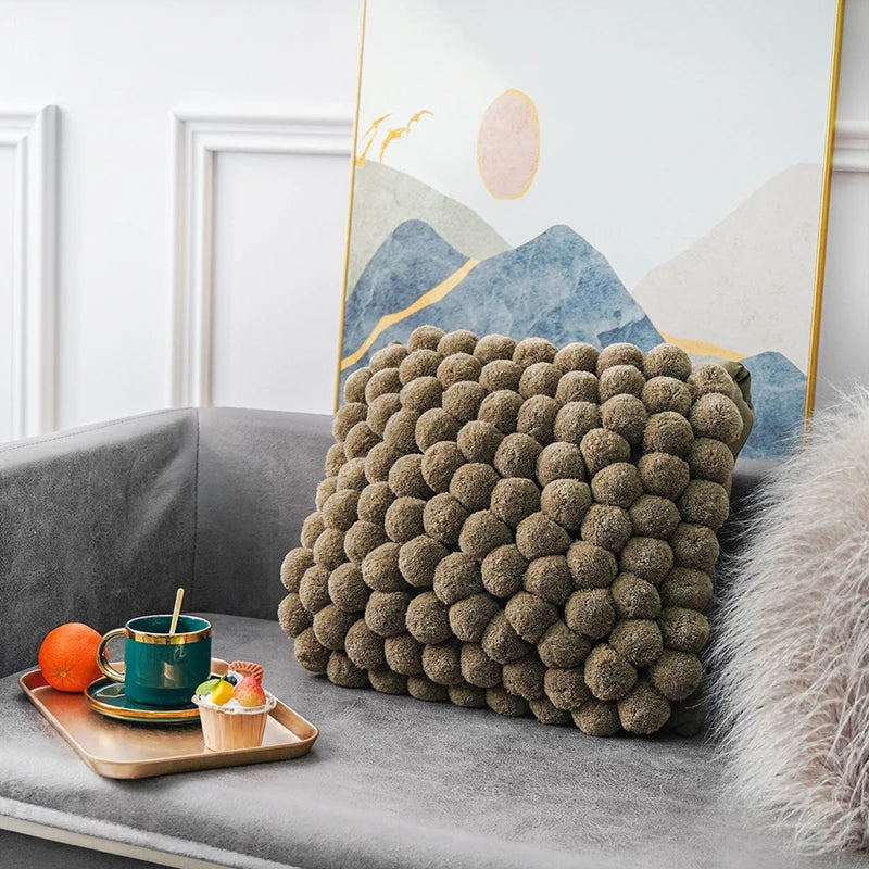 Decorative Pom Pom Cushion Cover