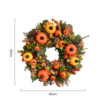 Load image into Gallery viewer, Pumpkin Harvest by Allthingscurated boasts a plentiful autumnal pumpkins and a vibrant fall color scheme. This classic holiday décor measures approximately 45cm or 17.6 inches in width and height. It’s the perfect home décor accessory to mark the beginning of a new season.
