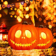 Load image into Gallery viewer, Jack O’ Lantern Pumpkin Lights by Allthingscurated features a collection of pumpkin lights in different designs and sizes to enhance your Halloween decorations. Perfect for both indoor and outdoor decoration. Use them as props for your party or to add a festive touch to your tabletop, fireplace mantel, entrance or patio.
