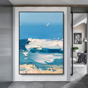 Summer Blue Ocean Oil Painting Canvas Art Print