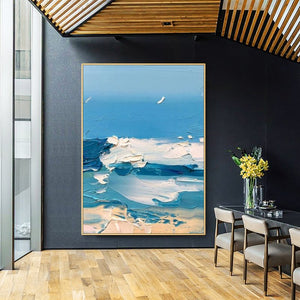 Summer Blue Ocean Oil Painting on Canvas