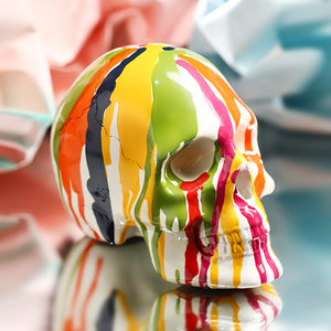 Drip Painted Abstract Human Skull