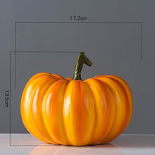 Load image into Gallery viewer, Faux Pumpkins Decor by Allthingscurated. These charming and realistic ornamental pumpkins come in 3 sizes. Perfect for your holidays and fall decoration, making your home extra cozy and warm this Thanksgiving and Halloween.  Featured here is a small size measuring 13.5cm or 5.3 inches in height and  17.2cm or 6.7 inches in length.
