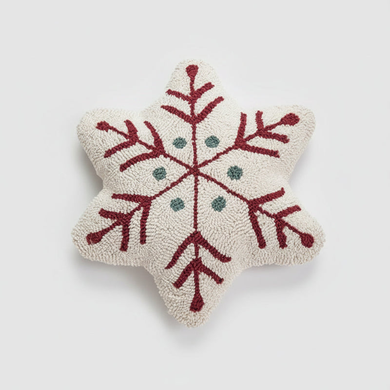 Elevate your seasonal décor with this curated selection of holiday Decorative Christmas Pillows and Covers Collection by Allthingscurated. Sewn from quality, soft fabrics with thoughtful tufted details, each piece delivers both comfort and visual appeal to your home. Seen here is the Snowflake pillow.