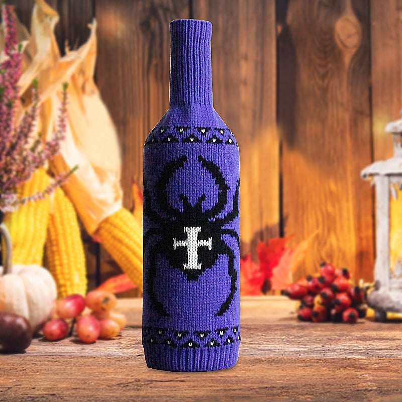 Halloween Knitted Wine Bottle Sleeves by Allthingscurated come in 3 trendy design of a skull, spider and pumpkin. They are are great way to dress up your wine bottles for quick Halloween makeover for your home and dining table. Featured here is the spider design.