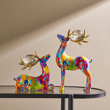 Load image into Gallery viewer, Colorful Modern Art Reindeer Set
