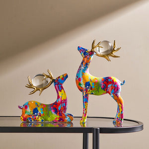 Colorful Modern Art Reindeer Set