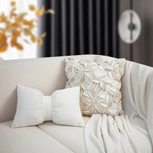 Load image into Gallery viewer, Spliced Petals Decorative Cushion Cover by Allthingscurated will create an elegant and luxurious atmosphere in your home. Each cover featured individually hand-sewn petals using splicing technique to create a unique layered texture, giving your interior an inviting but sophisticated touch. Mix and match easily with other cushions to for a stunning, textured effect.
