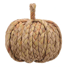 Load image into Gallery viewer, This Woven Straw Pumpkin by Allthingscurated is hand-woven with natural hyacinth straw. It is the perfect ornament to complement your autumn aesthetic and create a cozy and warm touch to any space.
