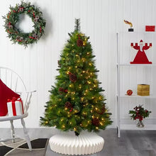 Load image into Gallery viewer, Transform your holiday setup with the striking Honeycomb Christmas Tree Collar by Allthingscurated. Crafted from premium paper with easy setup, its distinctive pleated design delivers sophisticated visual interest while concealing the tree base with understated elegance. The crips white finish works beautifully with any tree style.
