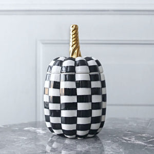 Geometric Checkered Pumpkin Decorative Jars