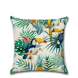 Tropical Forest Cushion Covers come in a set with 4 assorted designs by Allthingscurated. Made of waterproof material suitable for the outdoor.  Perfect for patio, pool deck and garden.