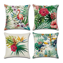 Load image into Gallery viewer, Tropical Forest Cushion Covers come in a set with 4 assorted designs by Allthingscurated. Made of waterproof material suitable for the outdoor.  Perfect for patio, pool deck and garden.
