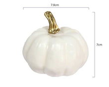 Load image into Gallery viewer, Faux Mini White Pumpkins by Allthingscurated is the perfect party decoration for Halloween, Thanksgiving and all fall festivities.  Comes in a bundle of 6 mini pumpkins they will lend your home a festive touch. Measures 7.8cm or 3 inches in width and 7cm or 2.7 inches in height.
