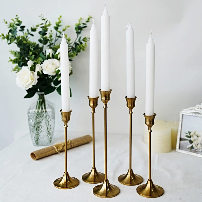 Grace Gold Taper Candle Holders (set of 5)