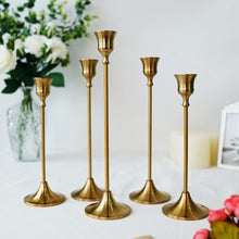 Load image into Gallery viewer, Grace Gold Taper Candle Holders (set of 5)
