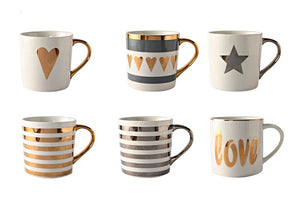 Nordic-style Gold & Silver Porcelain Mugs